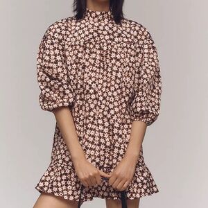 Anthropologie Mock-Neck swing mini DRESS